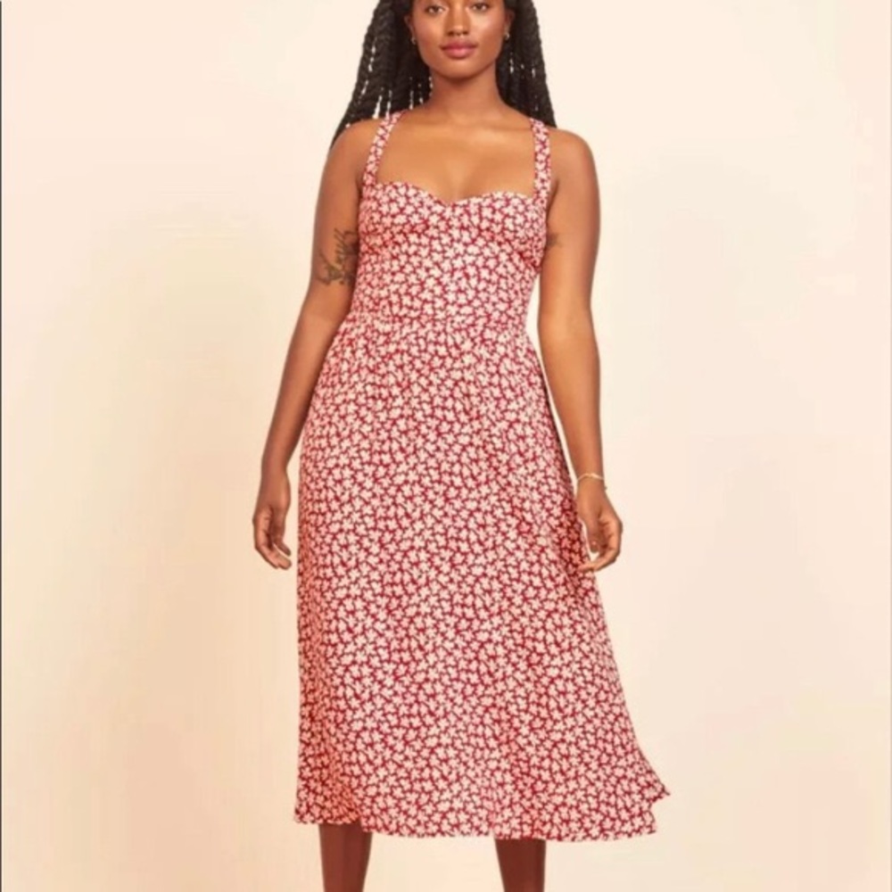 Reformation Brixton dress in Grenadine